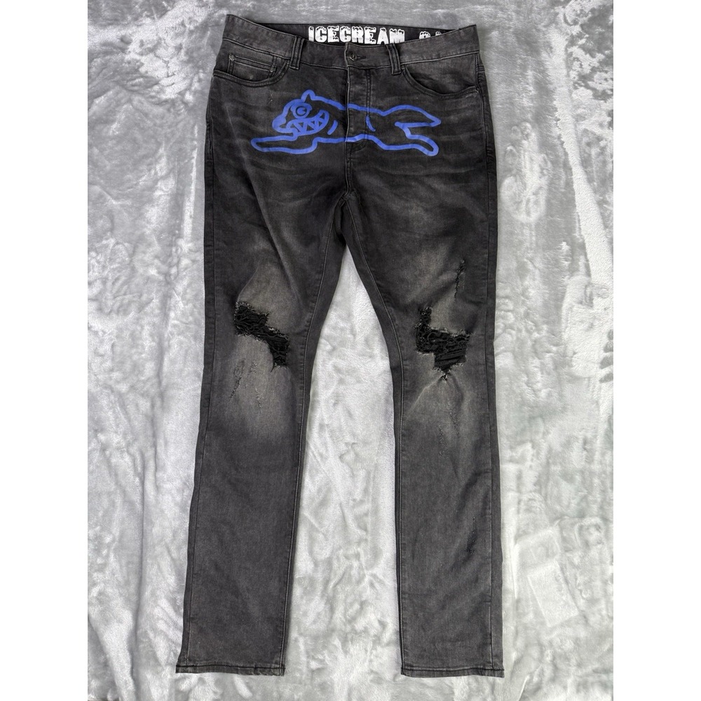 Billionaire Boys Club Icecream Running Dog Jeans Black Denim Blue Dog 34x31